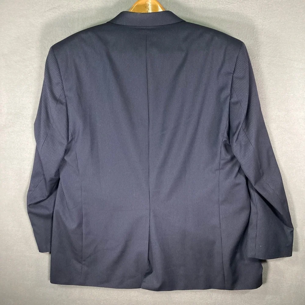 Lauren Ralph Lauren Mens 46L Navy Blue‎ Pinstripe 100% Wool Blazer Sport Coat - Picture 2 of 14